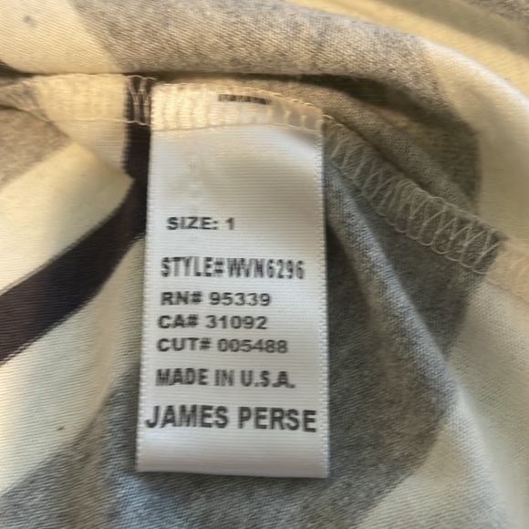 JAMES PERSE dress in striped cotton rugby style.  Soft collar in Sz 1 - Picture 5 of 6